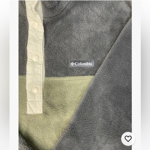 Women’s Pt Large Columbia Fleece Pullover With Snaps, Two Toned Gray And Green - Picture 2 of 12